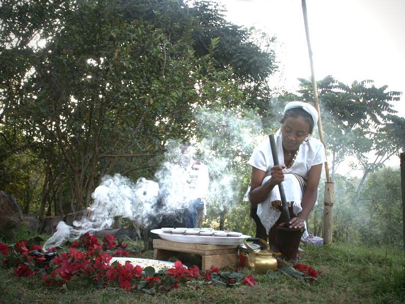 Ethiopian coffee ceremony at Aregash