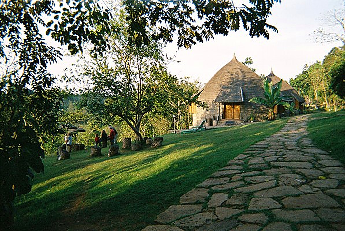 Stone pathway through the lodge grounds at Aregash